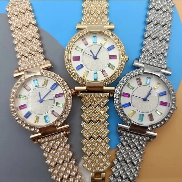 NEW Ladies Rainbow Dial Bling Sparkly Watch- Silver Tone - Picture 5 of 6